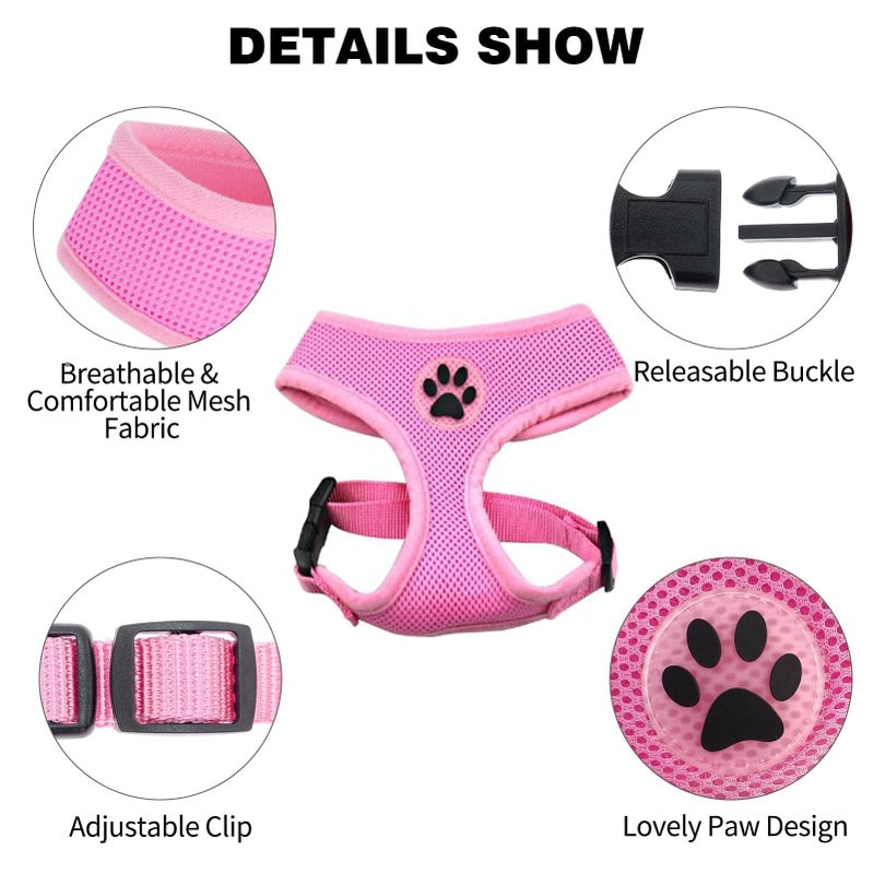 BINGPET No Pull Dog Harness Medium Sized Dog,Breathable Mesh Puppy Cat Harnesses,Adjustable Escape Proof Pet Outdoor Harnesses,Soft & Lightweight Small Dog Harness for Training and Walking,Pink, M - Image 2